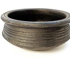 1 Liter Handcrafted Clay Pan/Pot/Kadai/Earthen/Mud/Mitti Handi - Perfect for Cooking and Serving. Colour: Black